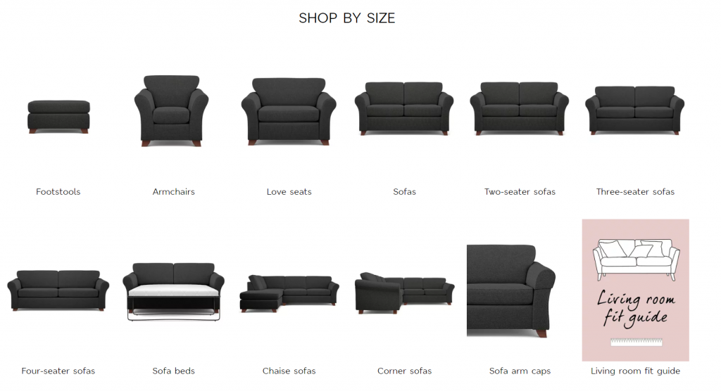 shop by size of sofa